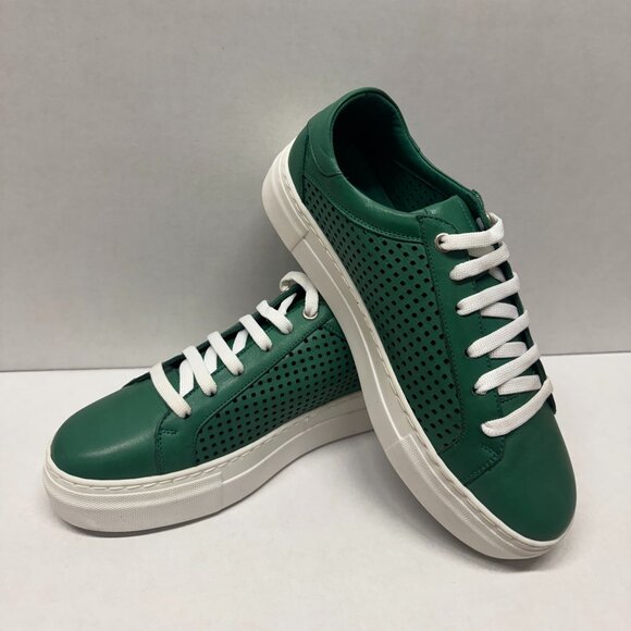 MIZ MOOZ LEATHER PERFORATED CASUAL LACE UP SNEAKERS GREEN 37EU / 7US S-02 - Picture 1 of 3
